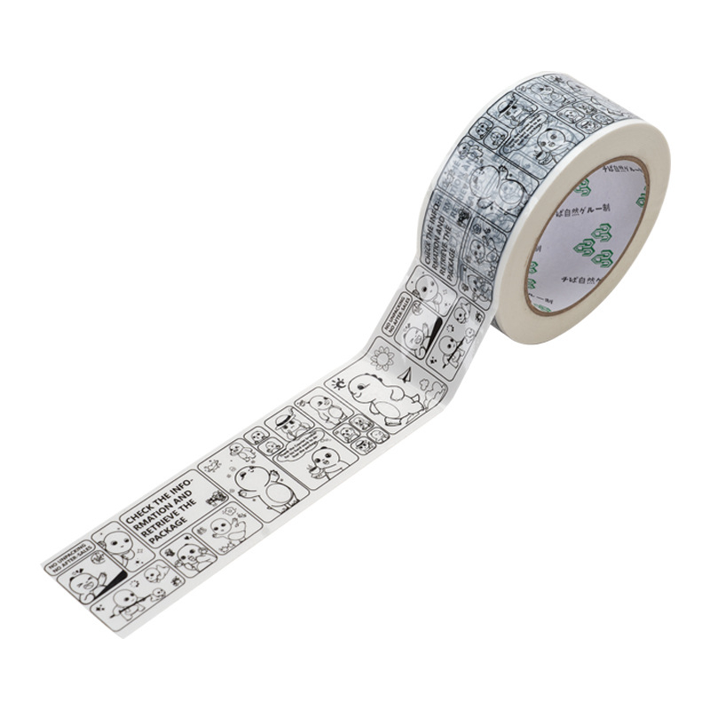 Csomagoló szalag Panda rajzfilmmotívummal, BOPP film, víz alapú ragasztó, 28 µm vastagság, erős tapadás a záráshoz és csomagoláshoz