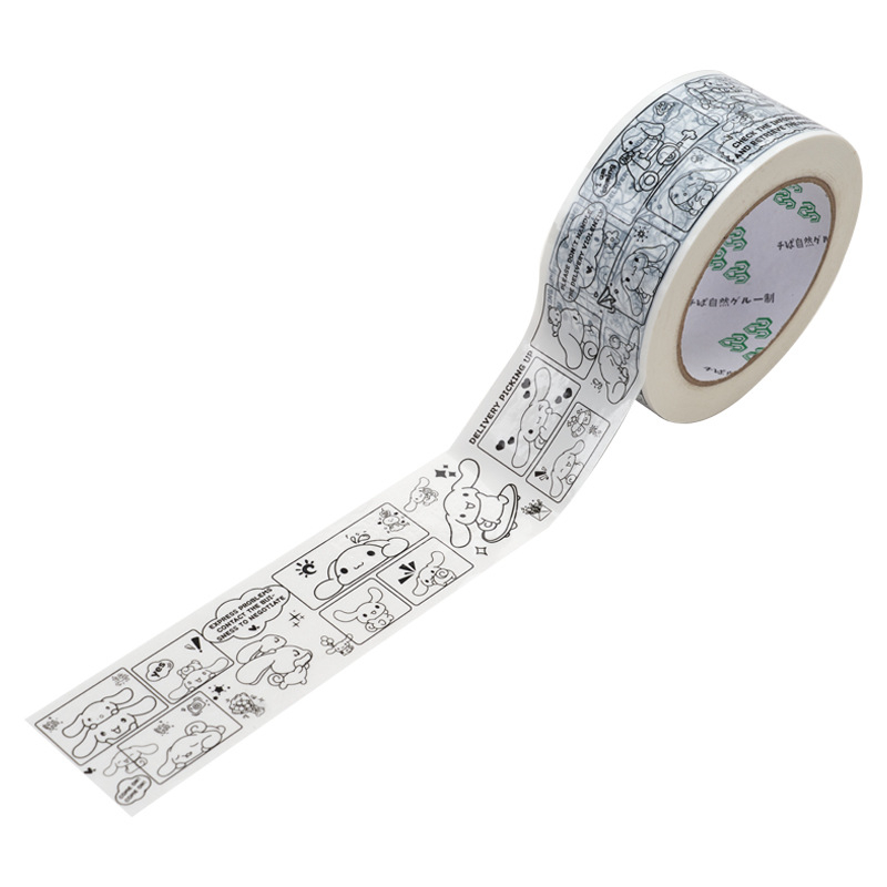 Csomagoló szalag Panda rajzfilmmotívummal, BOPP film, víz alapú ragasztó, 28 µm vastagság, erős tapadás a záráshoz és csomagoláshoz