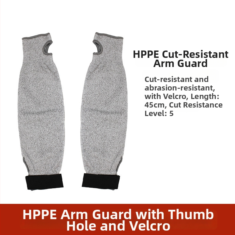 HPPE ochranný návlek na predlaktie, úroveň 5, rezistentný voči rezu a opotrebeniu, vhodný pre spracovanie skla a kovov