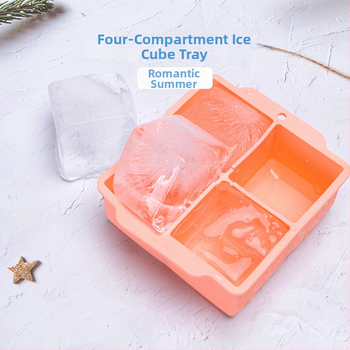 Silikónová štvorcová formička na ľad so 4 priehradkami a viečkom – objem 100 ml, potravinárska kvalita, prispôsobiteľná DIY formička na ľad