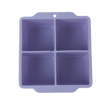 Formă de gheață din silicon, pătrate, 4 compartimente, cu capac – capacitate 100 ml, calitate alimentară, DIY personalizabil pentru gheață