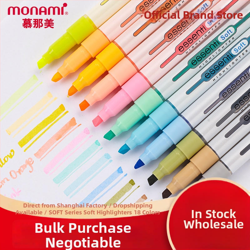 Monami Munami zvýrazňovač marker, model 06017, plastové telo, 18 farieb, balené v krabičke, jednohrotový