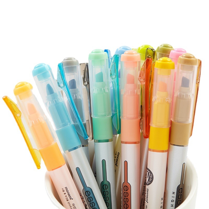 Marker de evidențiere Monami Munami, model 06017, corp din plastic, 18 culori, ambalat în cutie, cu un singur cap