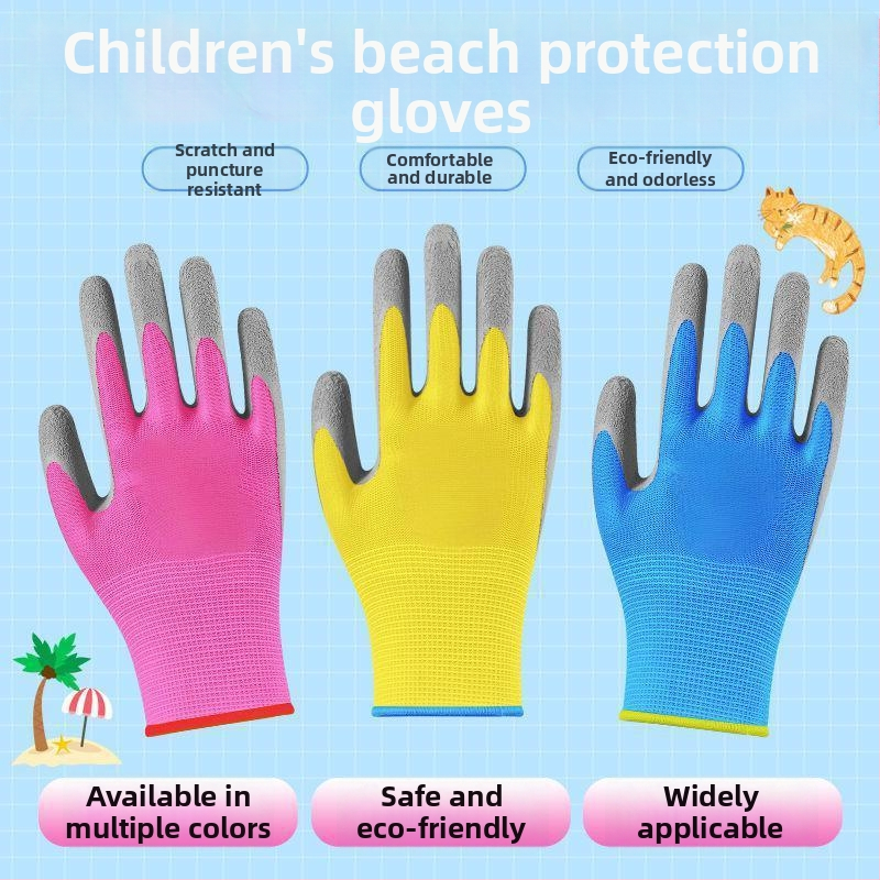 Detské ochranné záhradné rukavice — proti prepichnutiu, nepremokavé, protišmykové, na zber ustríc — Maidexin, 360 g