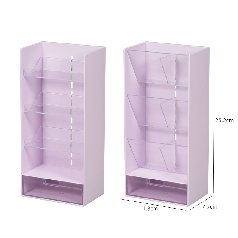 Organizator de birou din plastic PS cu compartimente/grilă și suport pentru pixuri, model 5027, pentru dormitor și birou de studiu