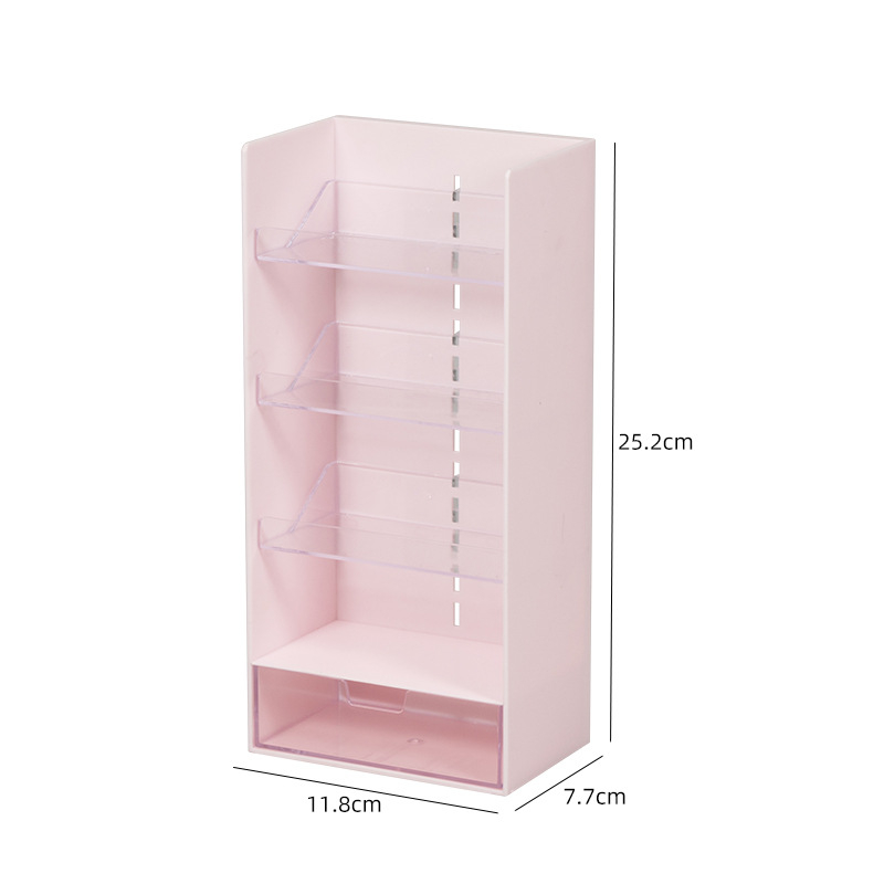 Organizator de birou din plastic PS cu compartimente/grilă și suport pentru pixuri, model 5027, pentru dormitor și birou de studiu