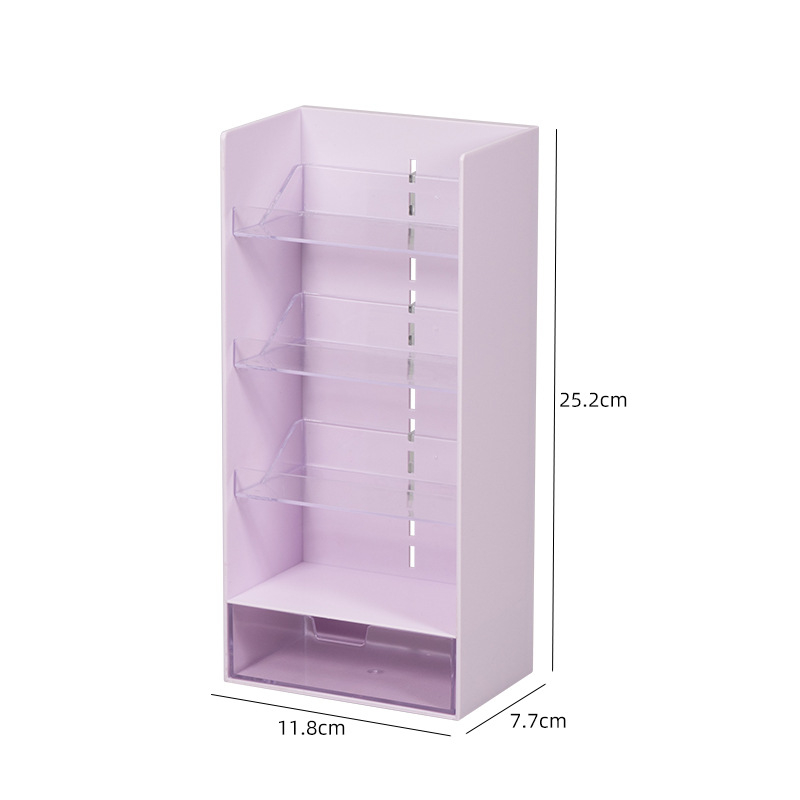 Organizator de birou din plastic PS cu compartimente/grilă și suport pentru pixuri, model 5027, pentru dormitor și birou de studiu