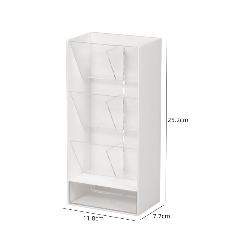 Organizator de birou din plastic PS cu compartimente/grilă și suport pentru pixuri, model 5027, pentru dormitor și birou de studiu