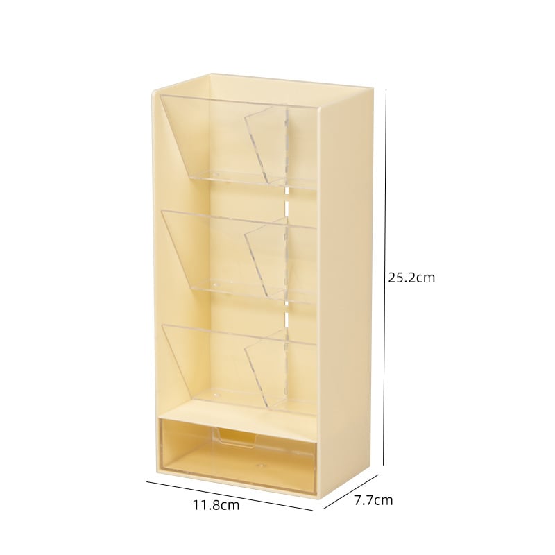 Organizator de birou din plastic PS cu compartimente/grilă și suport pentru pixuri, model 5027, pentru dormitor și birou de studiu