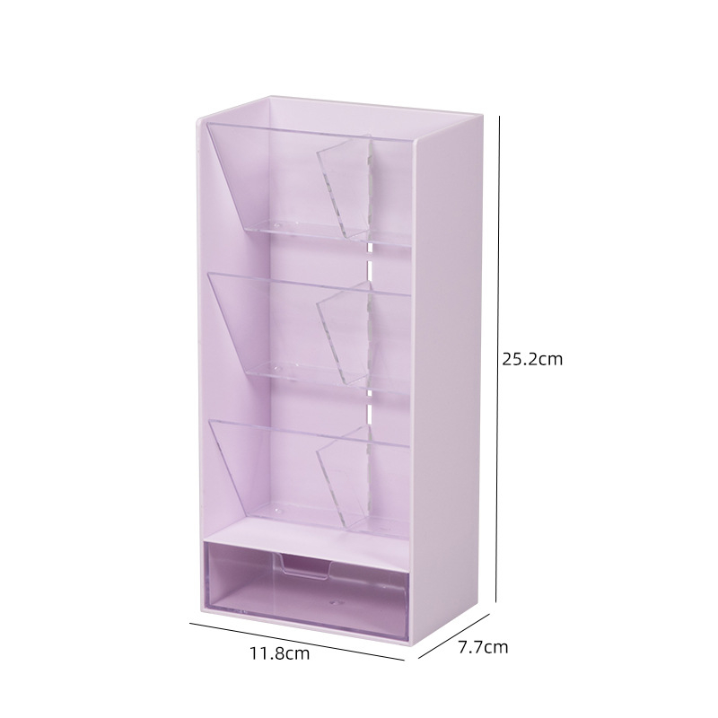Organizator de birou din plastic PS cu compartimente/grilă și suport pentru pixuri, model 5027, pentru dormitor și birou de studiu