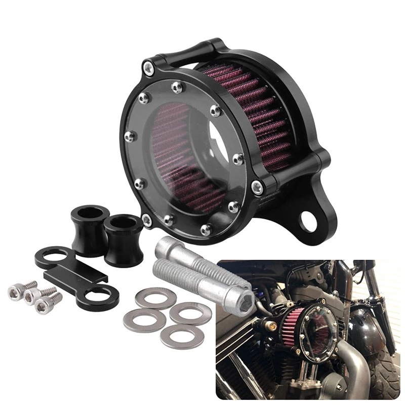 CNC aluminijski prozirni filter zraka za Harley XL883/1200X48, klasični retro dizajn