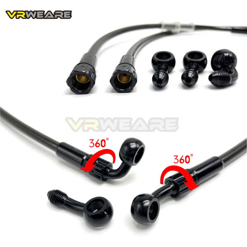 Univerzalni aluminijski hidraulični crijevo za disk kočnice, hidraulička linija za motocikle i električna vozila, s aluminijskim konektorima na kraju, duljina 400–2200 mm