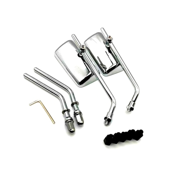 Jinbo retro pravokutni ogledalo za motocikl, aluminijsko tijelo s ABS kućištem, kvadratno ogledalo, montaža s pozitivnim i negativnim zubima, kompatibilno s općim motociklima i električnim motociklima