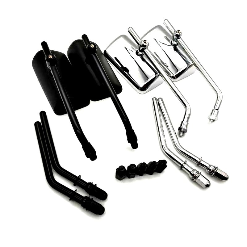 Jinbo retro pravokutni ogledalo za motocikl, aluminijsko tijelo s ABS kućištem, kvadratno ogledalo, montaža s pozitivnim i negativnim zubima, kompatibilno s općim motociklima i električnim motociklima