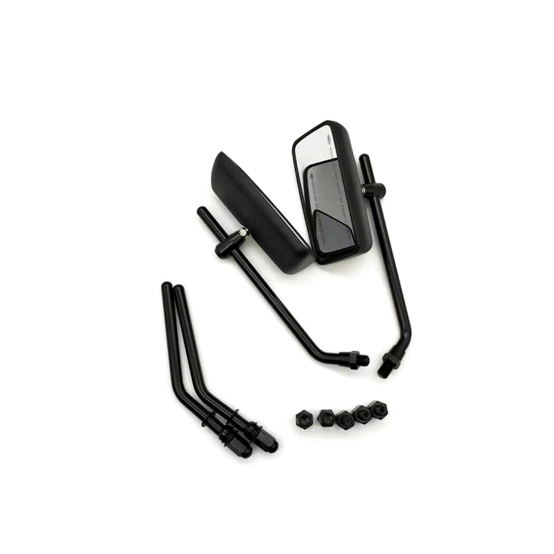 Jinbo retro pravokutni ogledalo za motocikl, aluminijsko tijelo s ABS kućištem, kvadratno ogledalo, montaža s pozitivnim i negativnim zubima, kompatibilno s općim motociklima i električnim motociklima