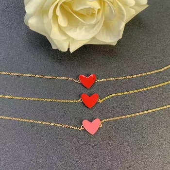 Colier din argint 925, inimă în formă, pandantiv din sidef, placare electrochimică, lanț simplu, pentru femei