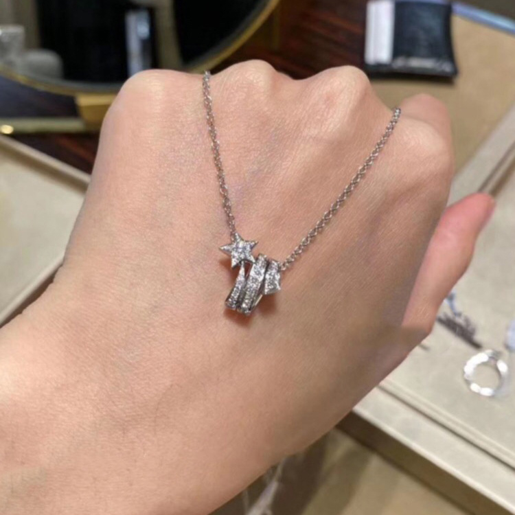 Colier din argint 925 cu cometă, pandantiv meteorit cu zirconiu, lanț încrucișat, stil lux pentru femei, 3.5 g