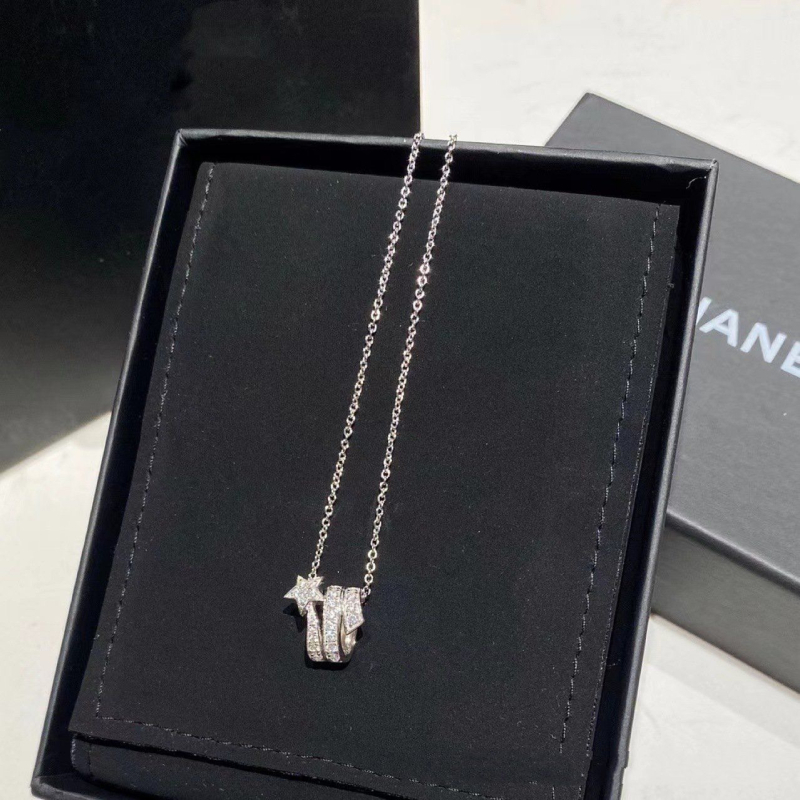 Colier din argint 925 cu cometă, pandantiv meteorit cu zirconiu, lanț încrucișat, stil lux pentru femei, 3.5 g