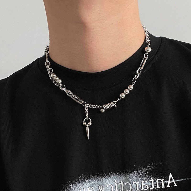 Ogrlica od titan čelika, ručna izrada, lanac ključne kosti, hip-hop geometrijski dizajn, unisex