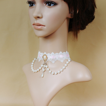 Colier din dantelă cu lanț box, formă picătură, design multistrat, greutate 35 g