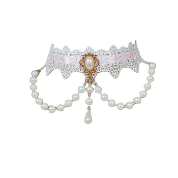 Colier din dantelă cu lanț box, formă picătură, design multistrat, greutate 35 g