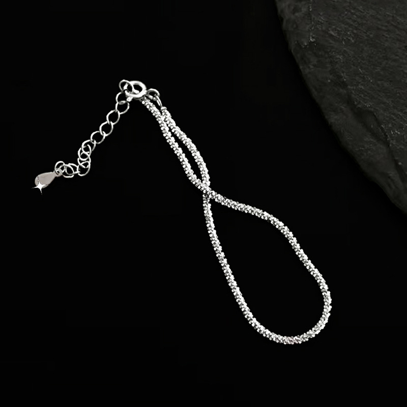 S925 sterling srebro – ogrlica s karfiol lancem za žene, talijanski Baby’s Breath običan lanac, blistav lanac za ključnicu