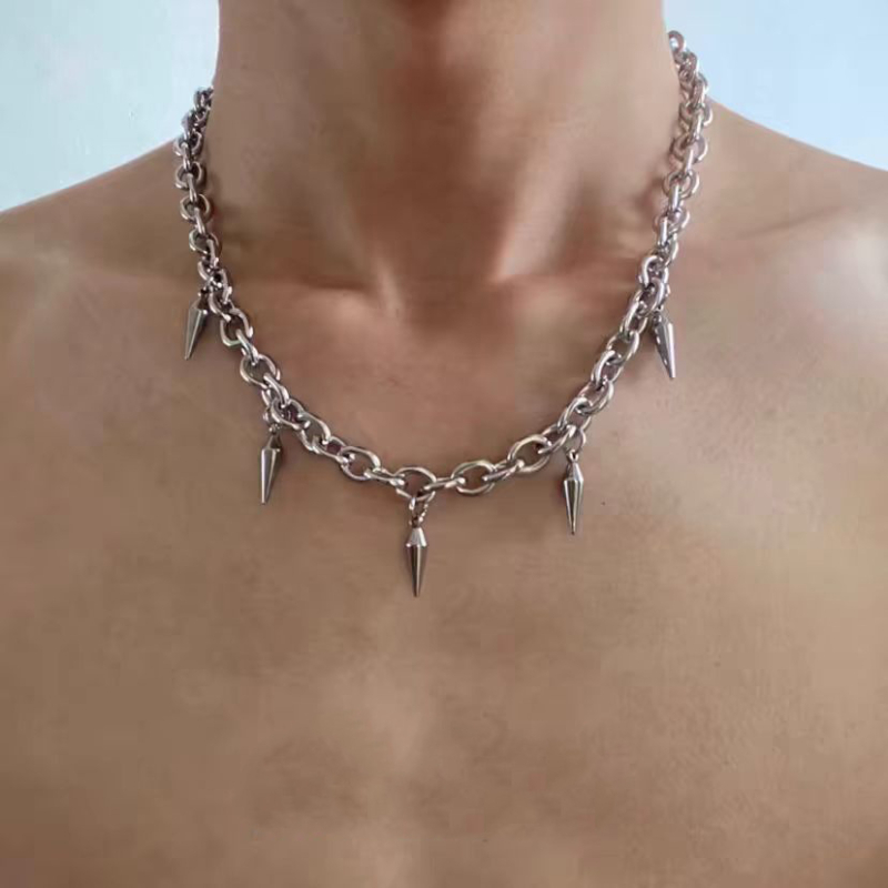 Colier din oțel de titan, formă romb, lanț cruce, lungime 41–50 cm, greutate 40 g, unisex, stil minimalist