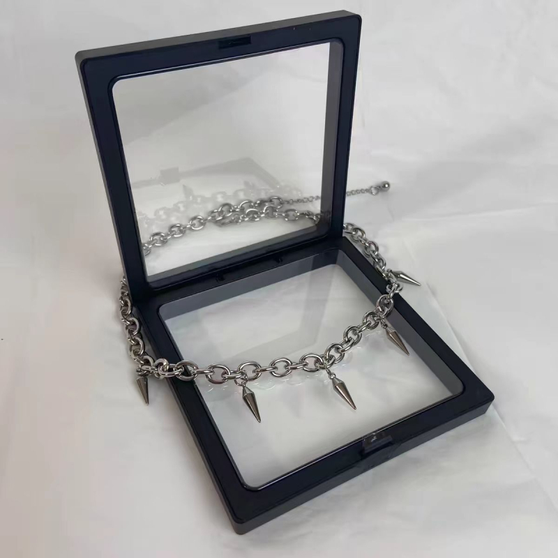 Colier din oțel de titan, formă romb, lanț cruce, lungime 41–50 cm, greutate 40 g, unisex, stil minimalist