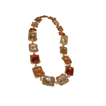 Kvadratni choker ogrlica od legure, s rhinestones, clavicle lanac, retro stil, za žene