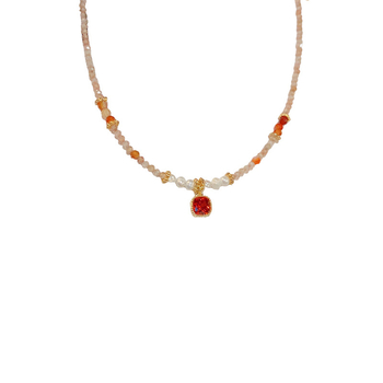 Colier geometric din cupru cu pandantiv, lanț cu perle, placare cu aur real (pandantiv din cupru, placare cu aur, lanț cu perle, design geometric)