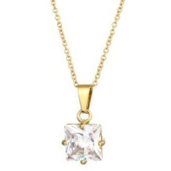 Colier geometric din oțel titan, încrustat cu zirconiu, lanț în formă de O