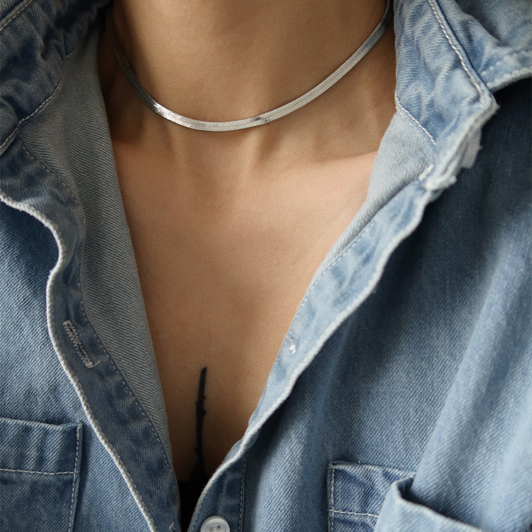 Nakit od titan čelika, lanac zmijskog kostiju, U-oblik geometrijski dizajn, unisex, elektroplatiranje