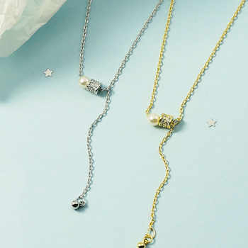 Colier geometric din cupru cu zirconiu, țesut, lanț încrucișat și pandantiv din cupru