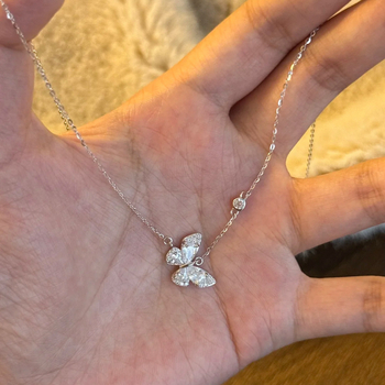 Ogrlica s leptirovim privjeskom od srebra 925, cirkoni, elektroplatiranje, lagani luksuzni stil