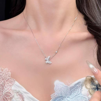 Ogrlica s leptirovim privjeskom od srebra 925, cirkoni, elektroplatiranje, lagani luksuzni stil
