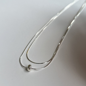 Dvostruko složena bakrena ogrlica s ključnom lancem, elektroplatinirani završetak, težina oko 5.8 g, za dnevnu upotrebu, za žene