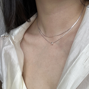 Dvostruko složena bakrena ogrlica s ključnom lancem, elektroplatinirani završetak, težina oko 5.8 g, za dnevnu upotrebu, za žene