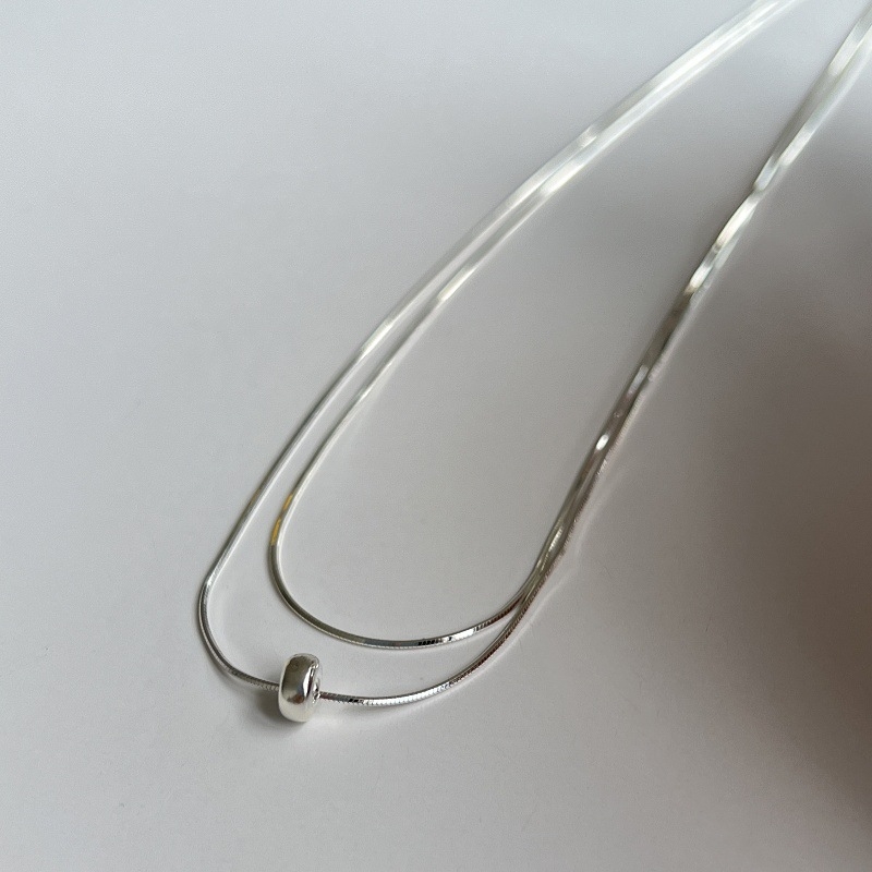 Dvostruko složena bakrena ogrlica s ključnom lancem, elektroplatinirani završetak, težina oko 5.8 g, za dnevnu upotrebu, za žene