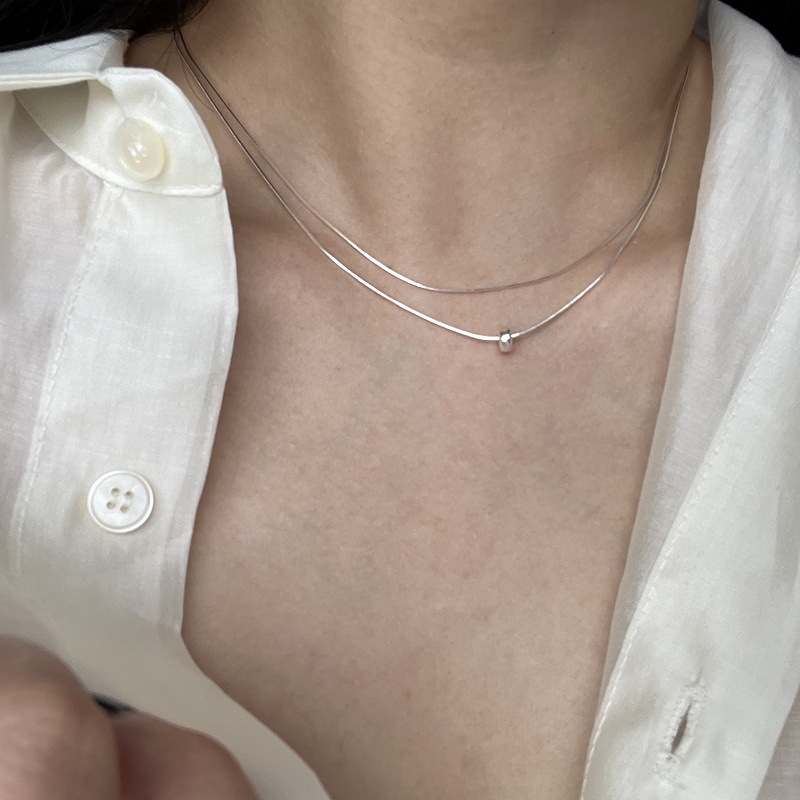 Dvostruko složena bakrena ogrlica s ključnom lancem, elektroplatinirani završetak, težina oko 5.8 g, za dnevnu upotrebu, za žene