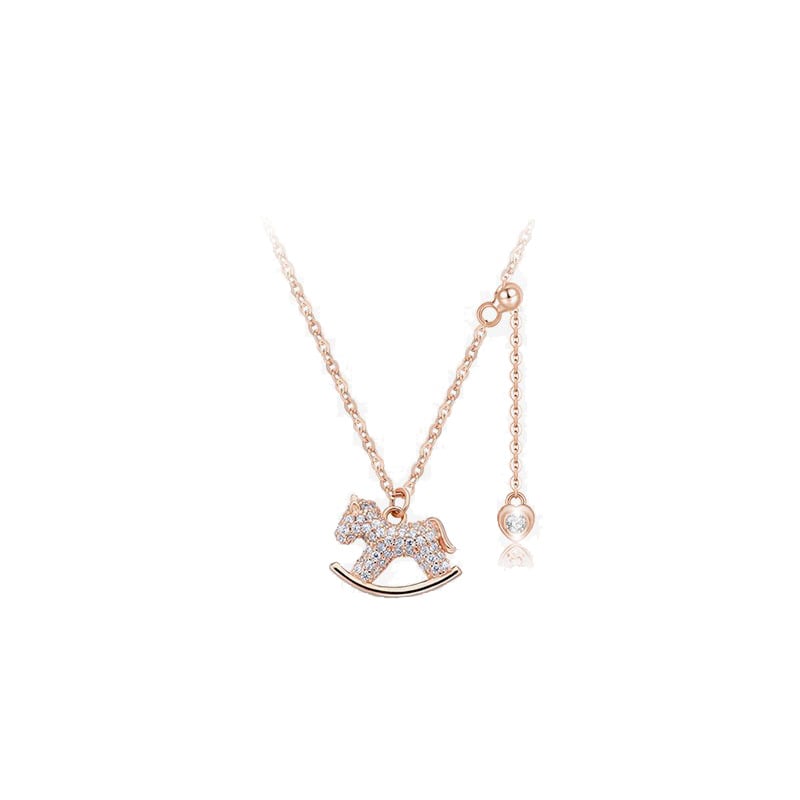 Ženski ogrlicu — nehrđajući čelik, lanac s križem, privjesak od bakra s ugrađenim cirkonima, oblik životinja/zodijak, lagani luksuzni stil