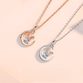 Lančić s privjeskom od srebra 925, dizajn srca i životinja u crtani stilu — marka Daughter