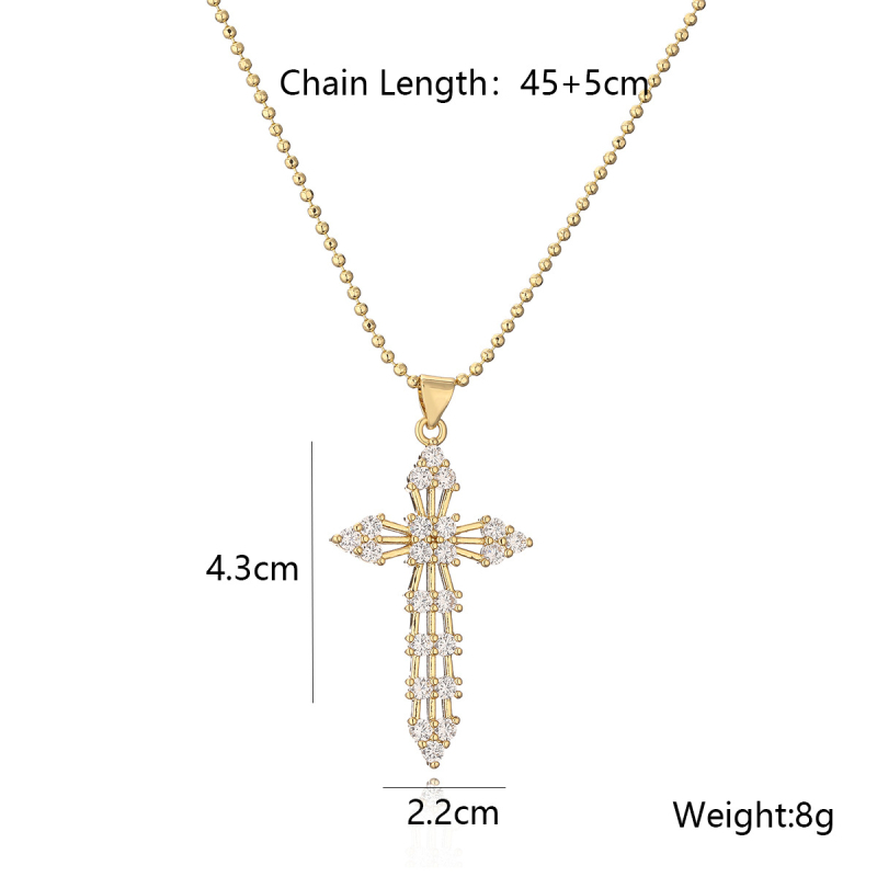 Ženski bakreni privjesak s križem, geometrijski dizajn, cirkon ugradnja, jednostavan retro stil, jesen 2023