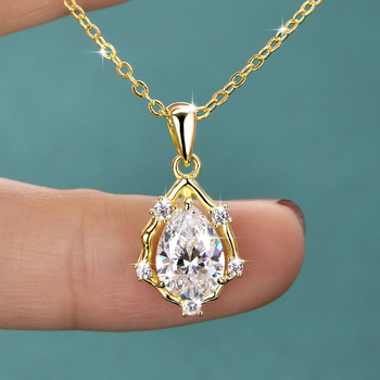 Geometrijska zirkon ogrlica s bakrenom podlogom, elektroplatinirani O-lanac, privjesak od srebra 925, težina 3,78 g