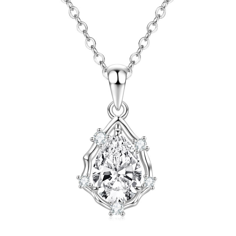 Geometrijska zirkon ogrlica s bakrenom podlogom, elektroplatinirani O-lanac, privjesak od srebra 925, težina 3,78 g