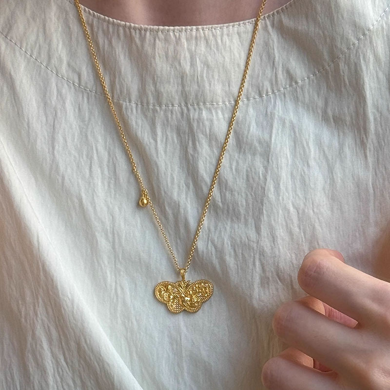 Ogrlica od bakra s geometrijskim privjeskom od mosadze, elektroplatirano, običan lanac