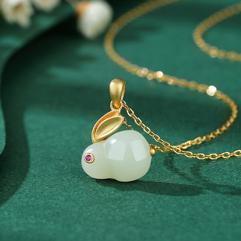 Ženski bakreni ogrlica; privjesak od umjetnog kristala; lanac s križem; oblik zodijaka - zec; izlazi jeseni 2022.