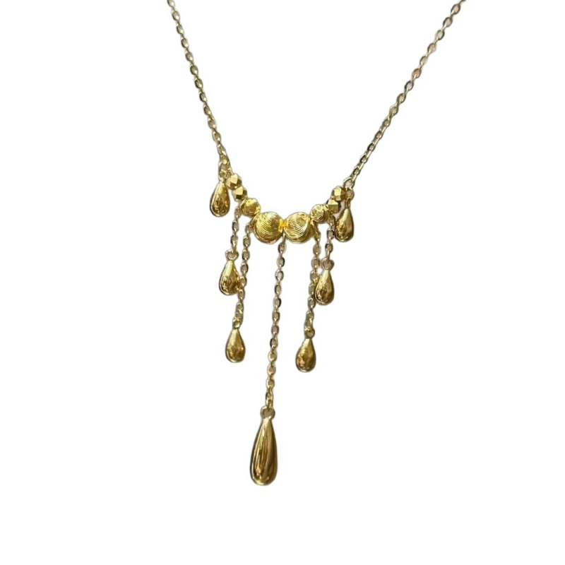 Ogrlica s mačjim okom, resice i kapljica u obliku suze, križni lanac, lagani luksuz