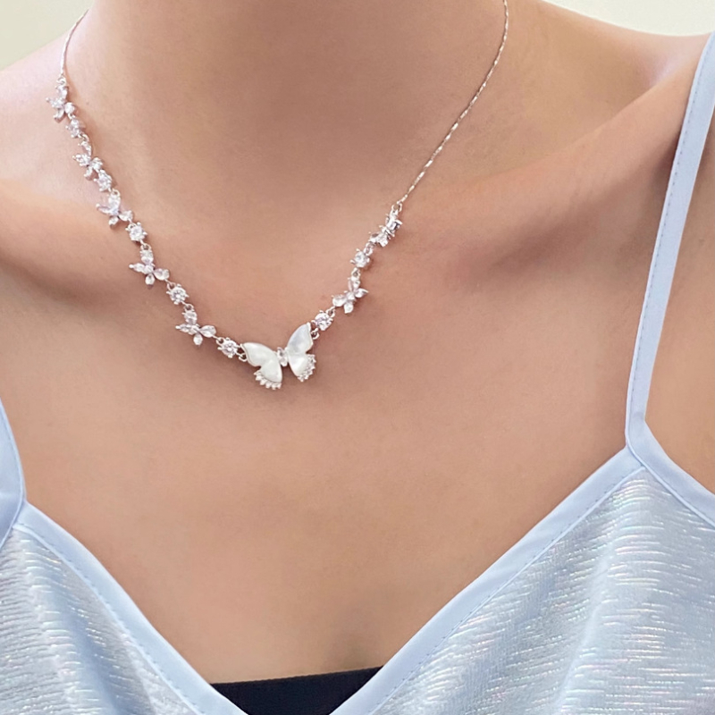 Butterfly naušnice od bakra s Mother-of-Pearl Zircon, elektroplatiranje, geometrijski dizajn, korejski stil, težina 10