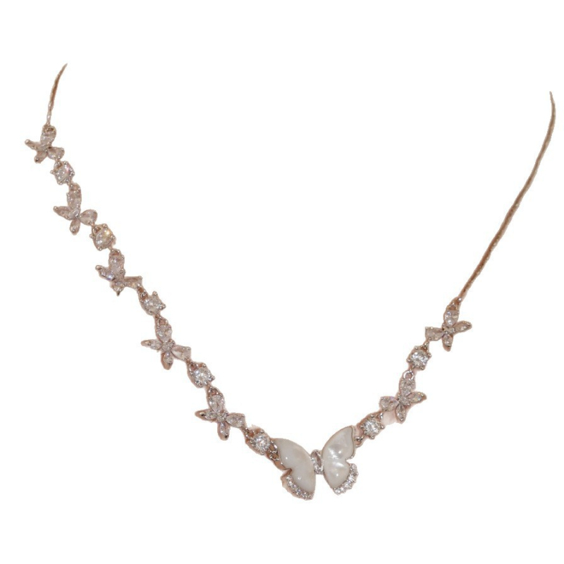 Butterfly naušnice od bakra s Mother-of-Pearl Zircon, elektroplatiranje, geometrijski dizajn, korejski stil, težina 10