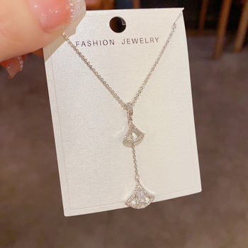 Geometrijski bakreni ogrlic s resicama u obliku ventilatora, pozlaćena pravim zlatom, običan lanac, težina 10 g